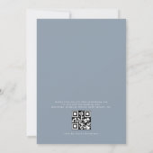 QR-code Modern Dusty Blue Minimal Leaf Wedding Kaart (Achterkant)