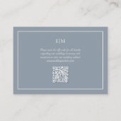 QR Code Modern Dusty Blue Monogram Bruiloft Detail Informatiekaartje (Achterkant)
