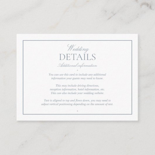 QR Code Modern Dusty Blue Monogram Bruiloft Detail Informatiekaartje (Voorkant)