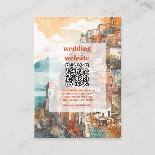 qr code Modern Elegant Italië Bestemming Bruiloft Informatiekaartje (Voorkant)