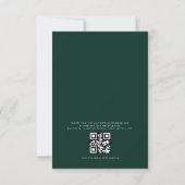 QR Code Modern Emerald Green Minimal Leaf Wedding Kaart (Achterkant)