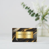 QR-code Modern Gold Black en White marble Visitekaartje (Staand voorkant)