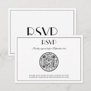 QR-code Modern legant Art Deco Wedding RSVP-kaart RSVP Kaartje