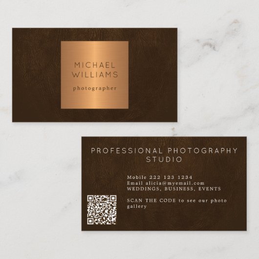 QR CODE modern metallic goudluxe professional Visitekaartje (Voorkant / Achterkant)