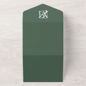 QR Code Modern Minimal Forest Green Wedding All In One Uitnodiging (Buitenkant)
