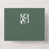 QR Code Modern Minimal Forest Green Wedding All In One Uitnodiging (Achterkant)