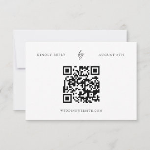 QR-code Modern Minimalist White Wedding RSVP-Kaart RSVP Kaartje