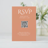 QR Code Modern Minimalistic Bright Copper Wedding RSVP Kaartje (Staand voorkant)