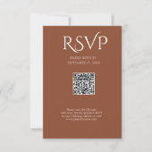 QR Code Modern Minimalistic Deep Copper Wedding RSVP Kaartje (Voorkant)