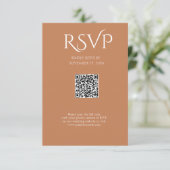 QR Code Modern Minimalistic Soft Copper Wedding RSVP Kaartje (Staand voorkant)