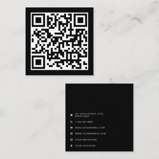 QR-code Modern minimalistisch bedrijf Contactkaartje (Voorkant / Achterkant)