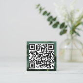 QR-code Modern minimalistisch bedrijfsgroen marmer Contactkaartje (Staand voorkant)
