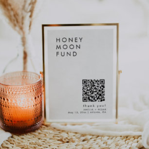 QR-code Modern Minimalistisch Honeymoon Fund Sign Kaart
