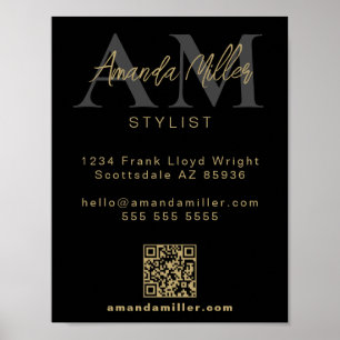 QR Code Modern Minimalistisch Monogram Download Zw Poster