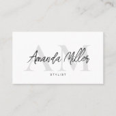 QR Code Modern Minimalistisch Monogram Wit Zilver Visitekaartje (Voorkant)