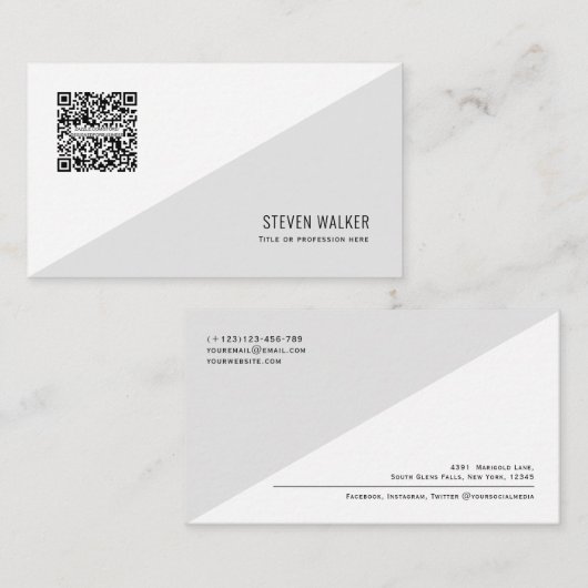 QR-code Modern minimalistisch Schone Professional  Visitekaartje (Voorkant / Achterkant)