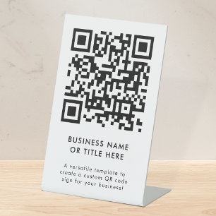 QR-code   Modern minimalistisch zuiver wit Reclamebord Met Voetstuk