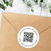 QR-code | Modern minimalistisch zuiver wit Ronde Sticker