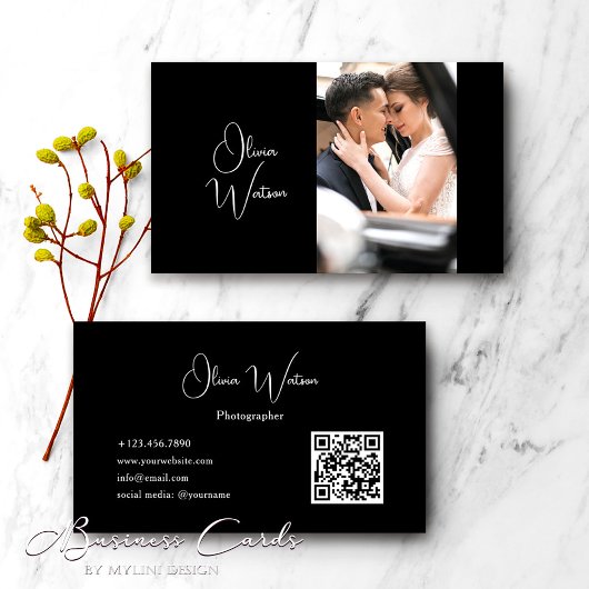 QR Code Modern Minimalistische Script Fotograaf Visitekaartje