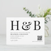 QR-code modern monogram trouwuitnodiging Save The Date (Staand voorkant)