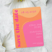 QR code modern retro groovy sinaasappel roze bruil Save The Date