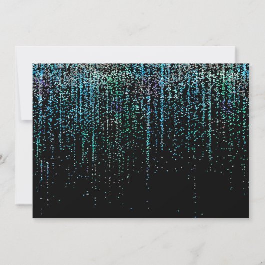 QR Code Modern RSVP Blauwgroen Glitter Uitnodiging (Achterkant)