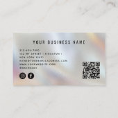 QR-code Modern scannbaar script Pearl Glass Visitekaartje (Achterkant)