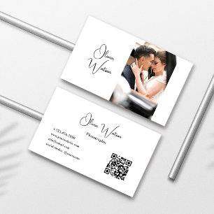 QR Code Modern Script Minimalistische Fotograaf Visitekaartje