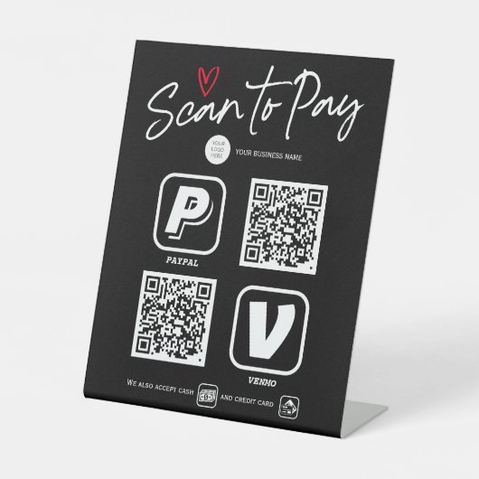 QR Code Modern script Scan pour payer le signe san (Recto)