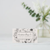 QR Code Modern Social Media Botanisch Blush Script Visitekaartje (Staand voorkant)