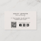 QR Code Modern Social Media Botanisch Blush Script Visitekaartje (Achterkant)