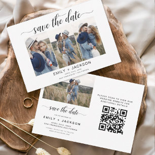 QR Code Modern Sparen de Datum 4 Foto Elegant Save The Date
