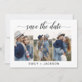 QR Code Modern Sparen de Datum 4 Foto Elegant Save The Date (Voorkant)