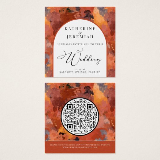 QR Code Modern Terracotta Arch Wedding Invitation (Devant & derrière)