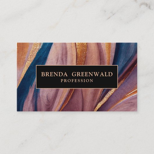 QR CODE Modern terracotta blue glitter Gold Visitekaartje (Voorkant)