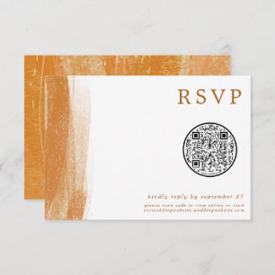 QR-code Modern Terracotta Gold Foil Wedding RSVP