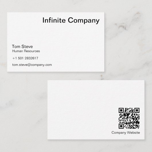 QR-code Modern Visitekaartje | White Simple (Voorkant / Achterkant)