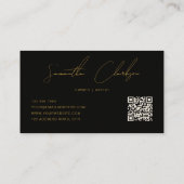QR Code Modern Zwart & Goud Handgeschreven Script Visitekaartje (Achterkant)