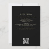 QR Code Modern Zwart & Goud Minimal Leaf Wedding Kaart (Achterkant)