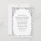 QR Code Modern Zwart & Wit Minimal Wedding Kaart (Voorkant)