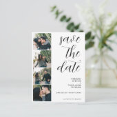 QR CODE moderne 4 foto's bruiloft Aankondigingskaart (Staand voorkant)