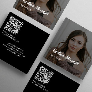 QR CODE moderne actrice professionele foto Vierkante Visitekaartje