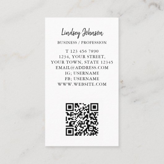 QR Code Moderne beroepsbevolking Eucalyptus Visitekaartje (Achterkant)