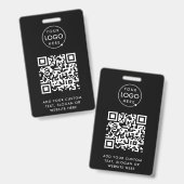 QR-code | Moderne Black Business Logo Event Badge (Front & Back)