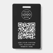 QR-code | Moderne Black Business Logo Event Badge (Back)