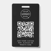 QR-code | Moderne Black Business Logo Event Badge (Front)