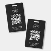 QR-code | Moderne Black Business Logo Event Badge (Voor- en achterkant)