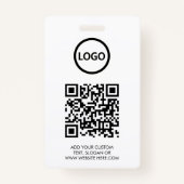 QR-code | Moderne Black Business Logo Event Badge (Achterkant)