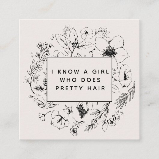 QR Code Moderne Botanique Blush noir Carte de réfé (Devant)