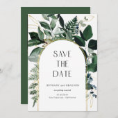 QR-code, moderne botanische tuin bruiloft Save The Date (Voorkant / Achterkant)